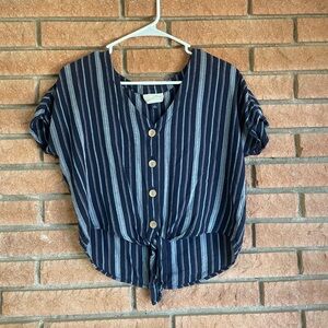 Universal Thread Navy Striped Button-Down Shirt